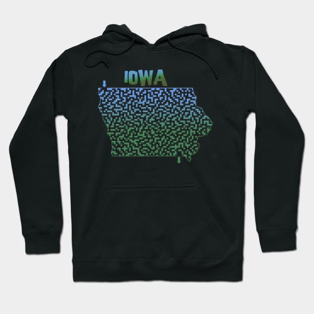 Iowa State Outline Maze & Labyrinth Hoodie by gorff